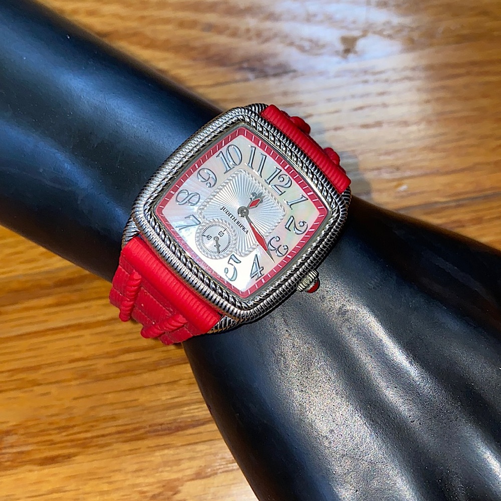 Judith Ripka Silicone Band Dual Time Watch